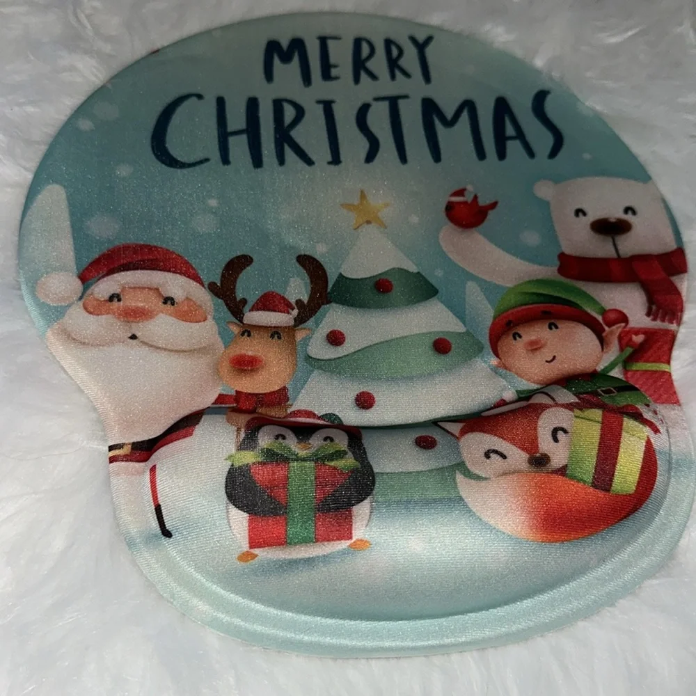Mouse Pad with Wrist Rest Merry Christmas‎ Santa Elf Tudolph Polar Bear